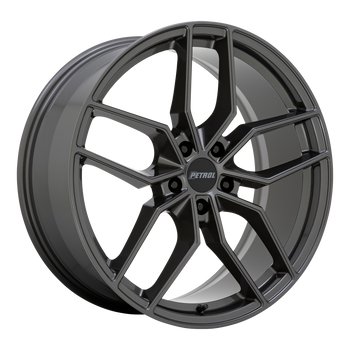 17x8 5x120 Petrol Wheels P5C Gloss Gunmetal 35 offset 76.1 hub
