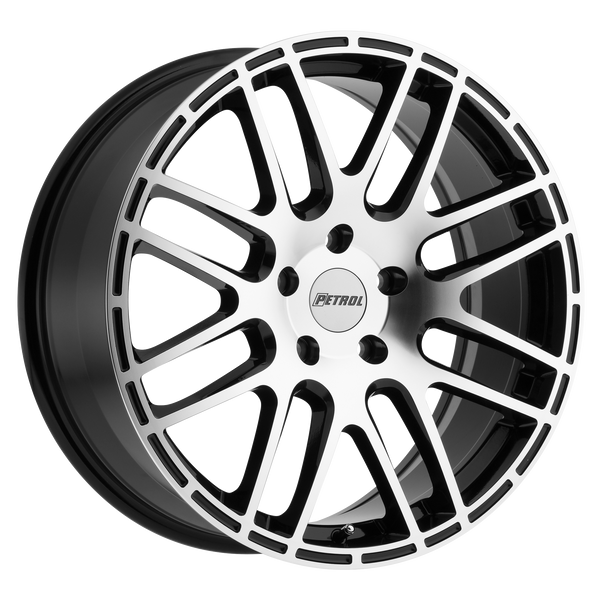 19x8 5x114.3 Petrol Wheels P6A Gloss Black With Machined Cut Face 40 offset 76.1 hub