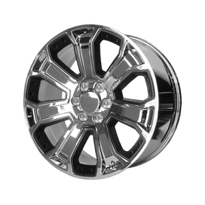 22x9 6x139.7 OE Creations Replica Wheels PR113 Chrome With Matte Black Accents 24 offset 78.1 hub