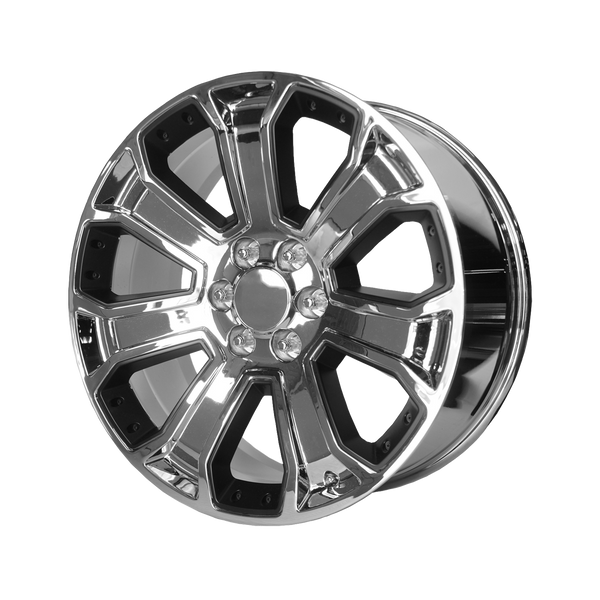 20x9 6x139.7 OE Creations Replica Wheels PR113 Chrome With Matte Black Accents 24 offset 78.3 hub