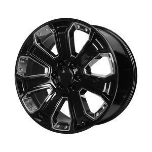 22x9 6x139.7 OE Creations Replica Wheels PR113 Gloss Black With Chrome Accents 24 offset 78.3 hub