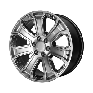 20x9 6x139.7 OE Creations Replica Wheels PR113 Hyper Silver Dark With Chrome Accents 24 offset 78.3 hub