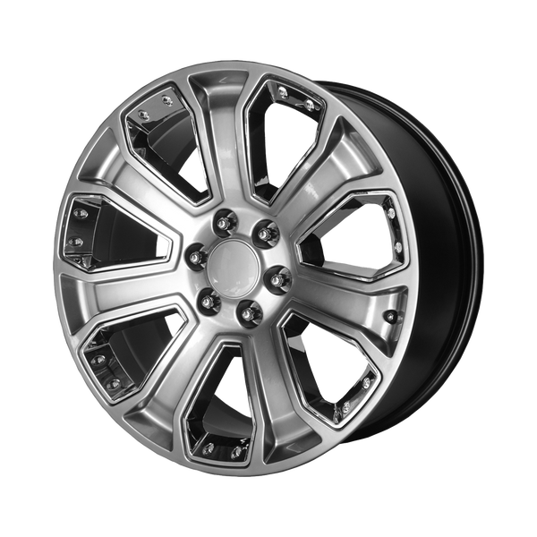 20x9 6x139.7 OE Creations Replica Wheels PR113 Hyper Silver Dark With Chrome Accents 24 offset 78.3 hub