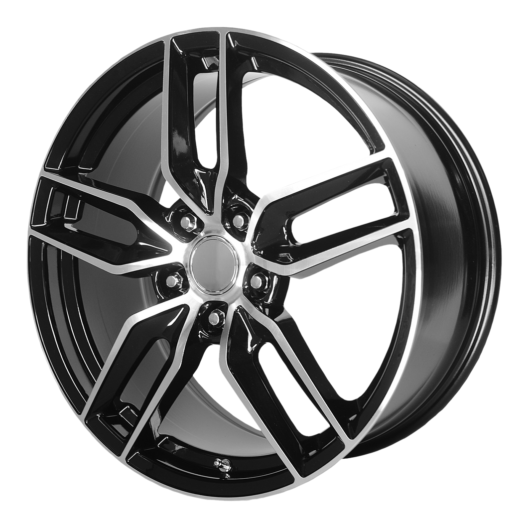 18x8.5 5x120.65 OE Creations Replica Wheels PR160 Gloss Black With Machined Spokes 56 offset 70.3 hub