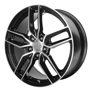 18x8.5 5x120.65 OE Creations Replica Wheels PR160 Gloss Black With Machined Spokes 56 offset 70.3 hub