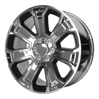 22x9 6x139.7 OE Creations Replica Wheels PR162 Chrome With Matte Black Accents 24 offset 78.3 hub