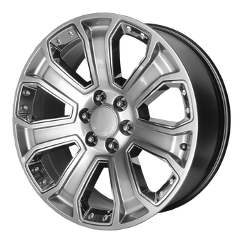 22x9 6x139.7 OE Creations Replica Wheels PR162 Silver With Chrome Accents 24 offset 78.3 hub