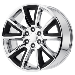 22x9 6x139.7 OE Creations Replica Wheels PR168 Chrome With Matte Black Accents 24 offset 78.3 hub