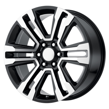 22x9 6x139.7 OE Creations Replica Wheels PR182 Gloss Black Machined 24 offset 78.1 hub