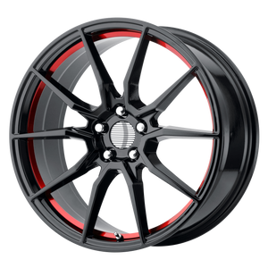 18x9 5x114.3 OE Creations Replica Wheels PR193 Gloss Black Red Machined 30 offset 70.6 hub