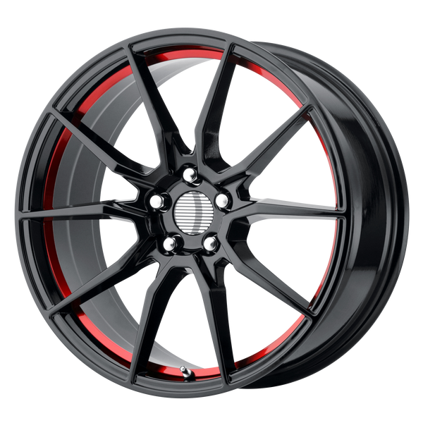 18x9 5x114.3 OE Creations Replica Wheels PR193 Gloss Black Red Machined 30 offset 70.6 hub