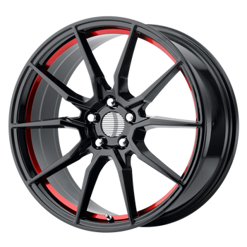 18x9 5x114.3 OE Creations Replica Wheels PR193 Gloss Black Red Machined 30 offset 70.6 hub