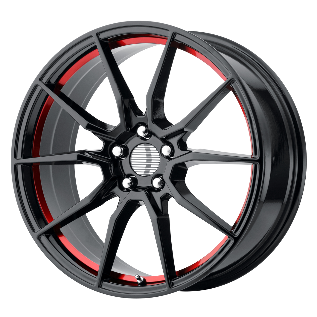18x9 5x114.3 OE Creations Replica Wheels PR193 Gloss Black Red Machined 30 offset 70.6 hub