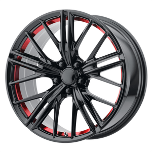 20x10 5x120 OE Creations Replica Wheels PR194 Gloss Black Red Machined 35 offset 67.06 hub