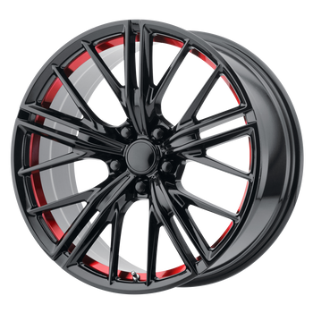 20x10 5x120 OE Creations Replica Wheels PR194 Gloss Black Red Machined 35 offset 67.06 hub