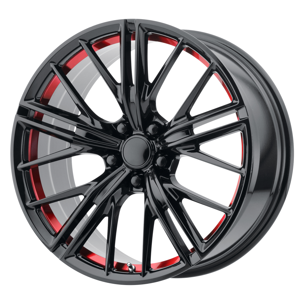 20x10 5x120 OE Creations Replica Wheels PR194 Gloss Black Red Machined 35 offset 67.06 hub