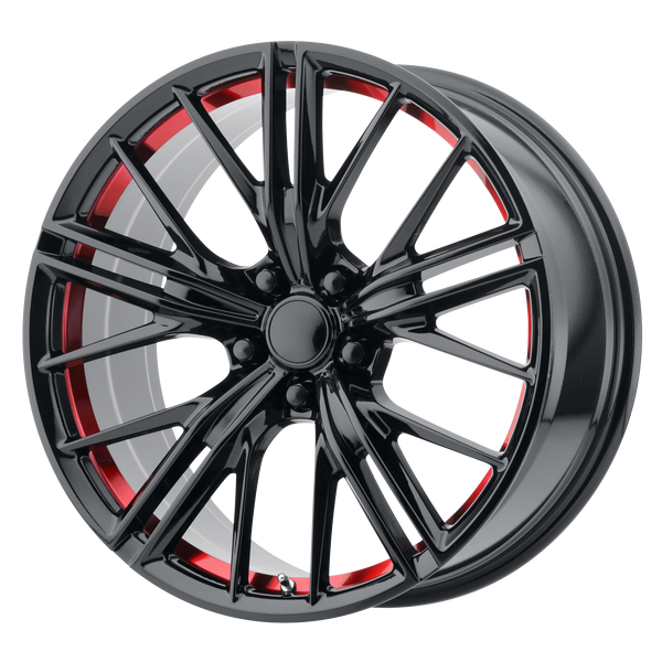 20x9 5x120 OE Creations Replica Wheels PR194 Gloss Black Red Machined 30 offset 67.06 hub