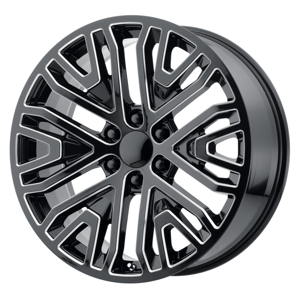 22x9 6x139.7 OE Creations Replica Wheels PR197 Gloss Black Milled 28 offset 78.1 hub
