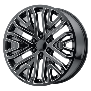 22x9 6x139.7 OE Creations Replica Wheels PR197 Gloss Black Milled 28 offset 78.1 hub