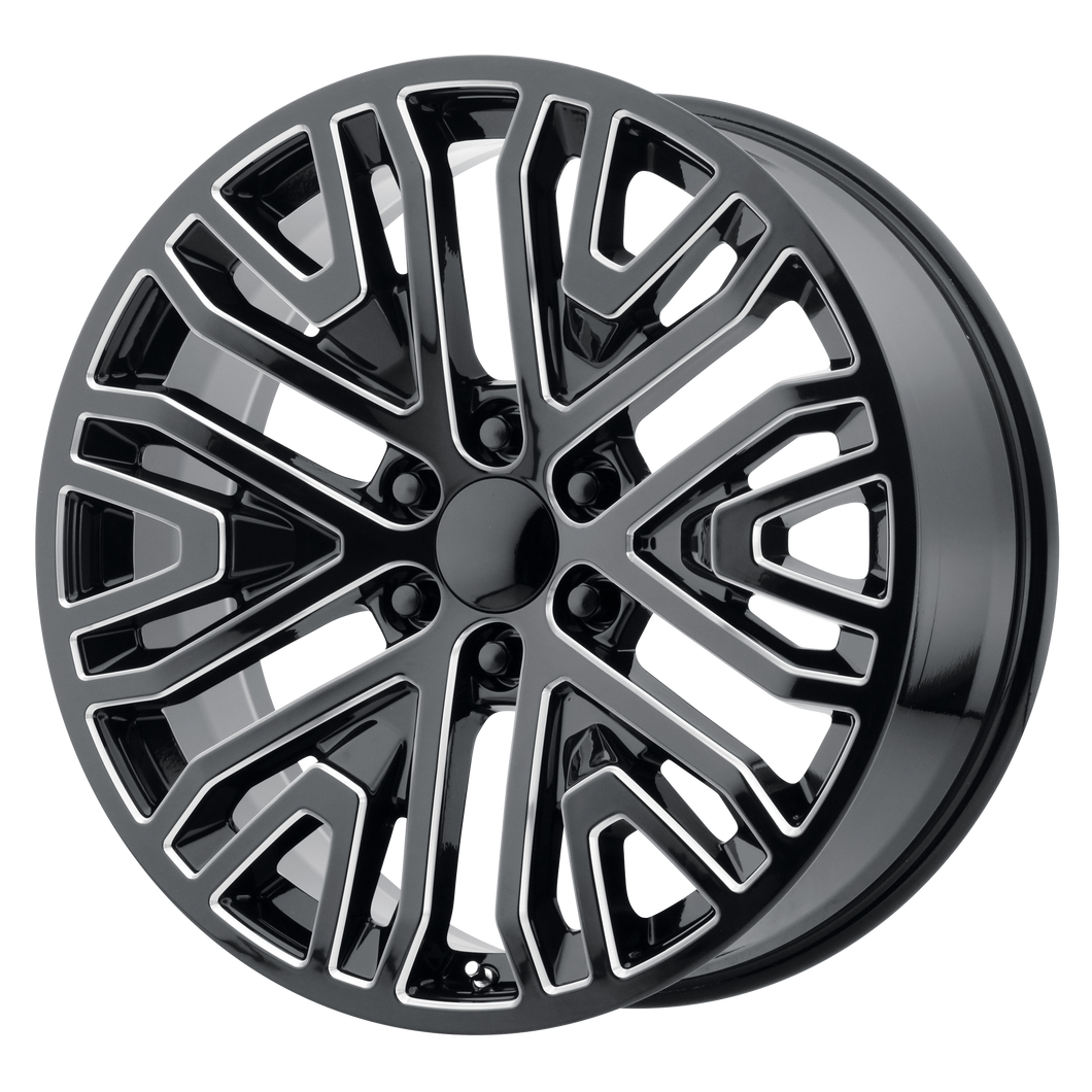 22x9 6x139.7 OE Creations Replica Wheels PR197 Gloss Black Milled 28 offset 78.1 hub