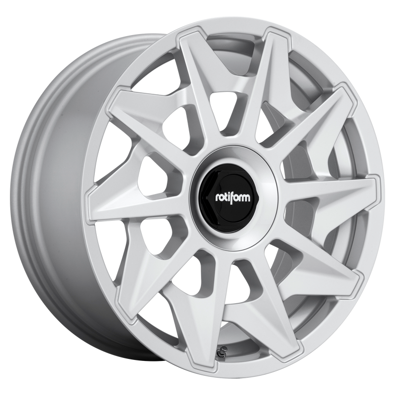 19x8.5 5x112 Rotiform Wheels R124 CVT Gloss Silver 45 offset 66.56
