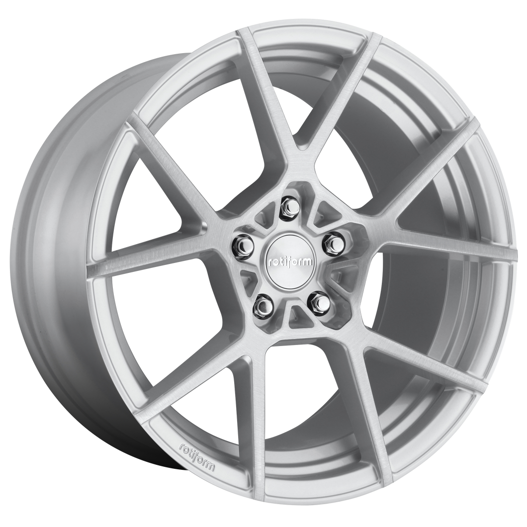 19x8.5 5x112 Rotiform Wheels R138 KPS Gloss Silver Brushed 45 offset 66.56 hub