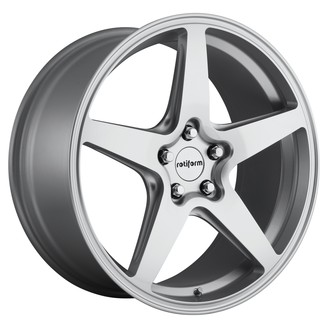 18x8.5 5x112 Rotiform Wheels R147 WGR Gloss Silver 45 offset 66.56 hub