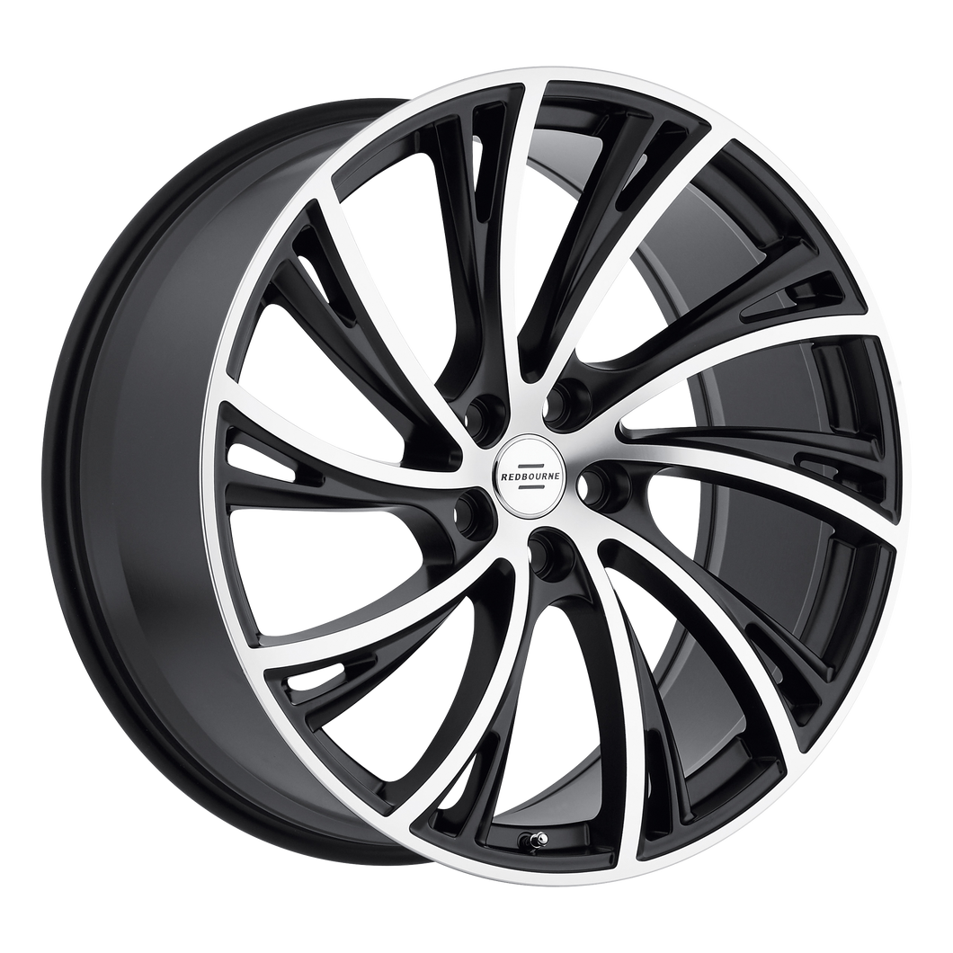 20x9.5 5x120 RedBourne Wheels Noble Matte Black With Matte Machined Face 32 offset 72.56 hub