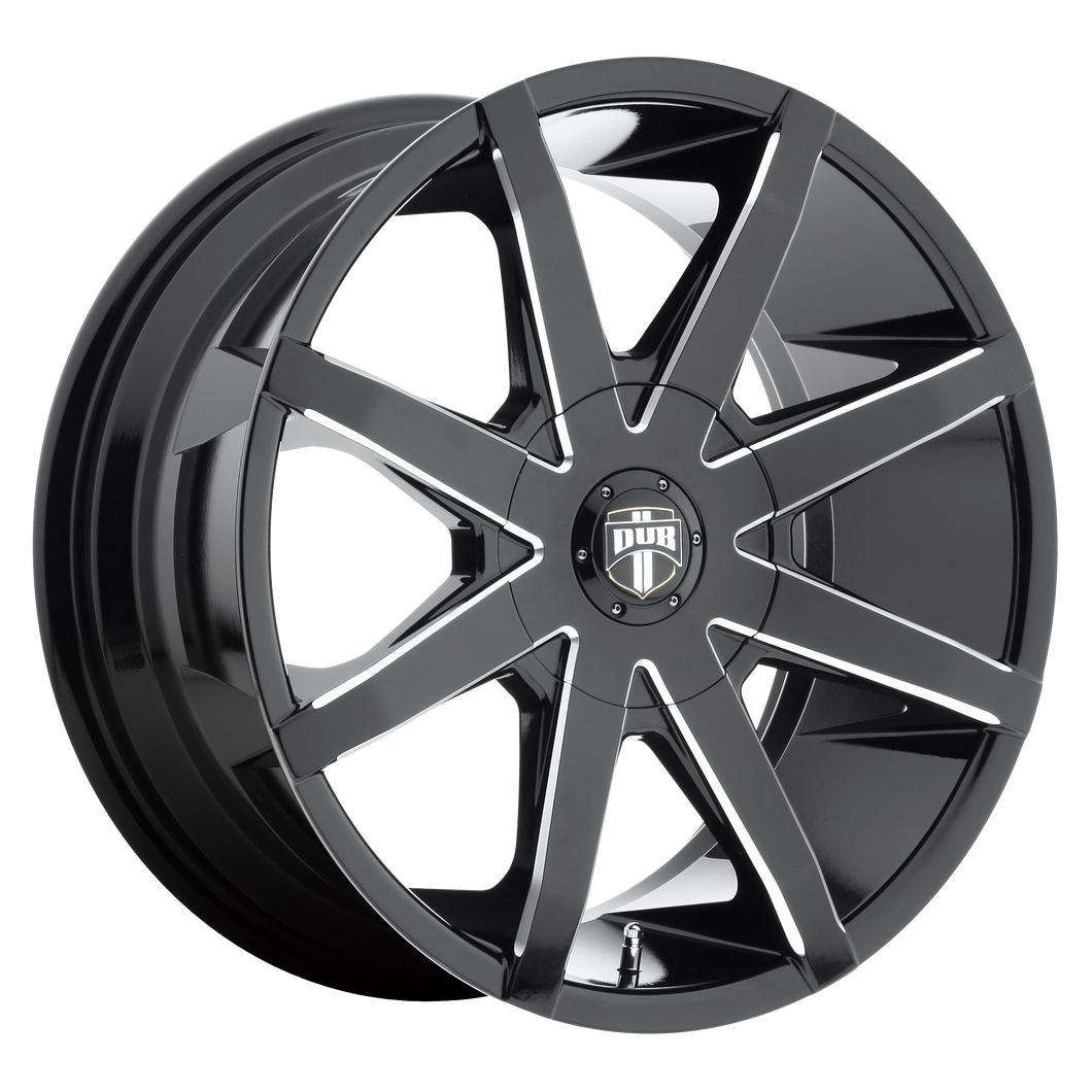 20x8.5 5x114.3/5x120 DUB Wheels S109 Push Gloss Black Milled 35 offset 72.56 hub