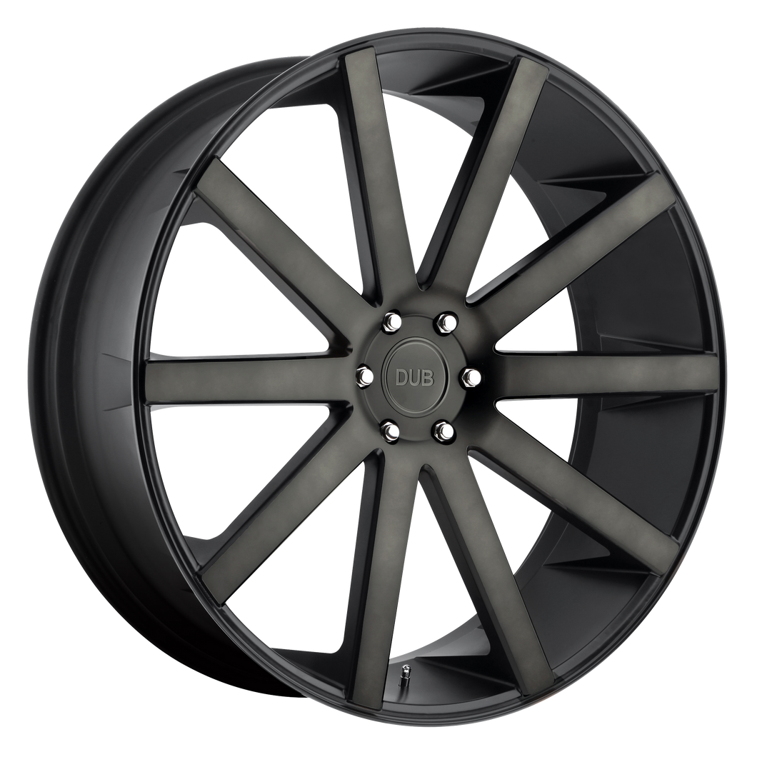 24x10 6x139.7 DUB Wheels S121 Shot Calla Matte Black Double Dark Tint 30 offset 78.1 hub