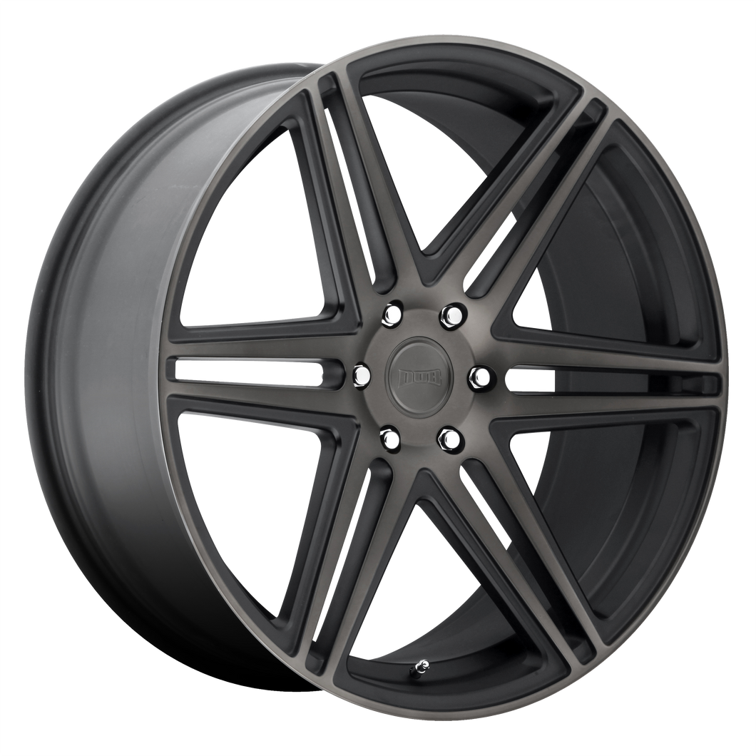 24x10 6x139.7 DUB Wheels S123 Skillz Matte Black Double Dark Tint 30 offset 78.1 hub