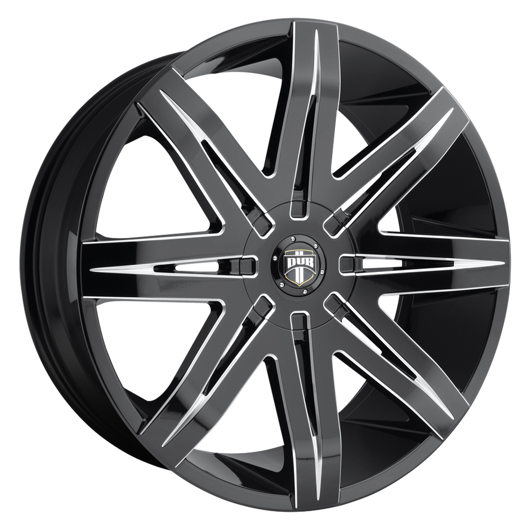 24x9.5  DUB Wheels S227 Stacks Gloss Black Milled 32 offset 72.56 hub