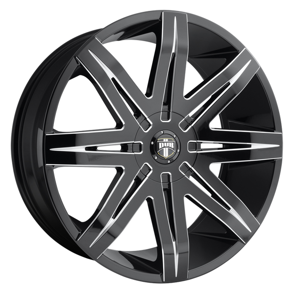 22x9.5 5x114.3/5x120 DUB Wheels S227 Stacks Gloss Black Milled 33 offset 72.56 hub