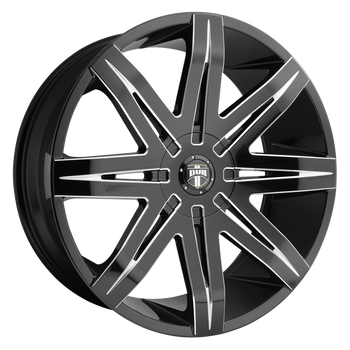 22x9.5 5x114.3/5x120 DUB Wheels S227 Stacks Gloss Black Milled 33 offset 72.56 hub