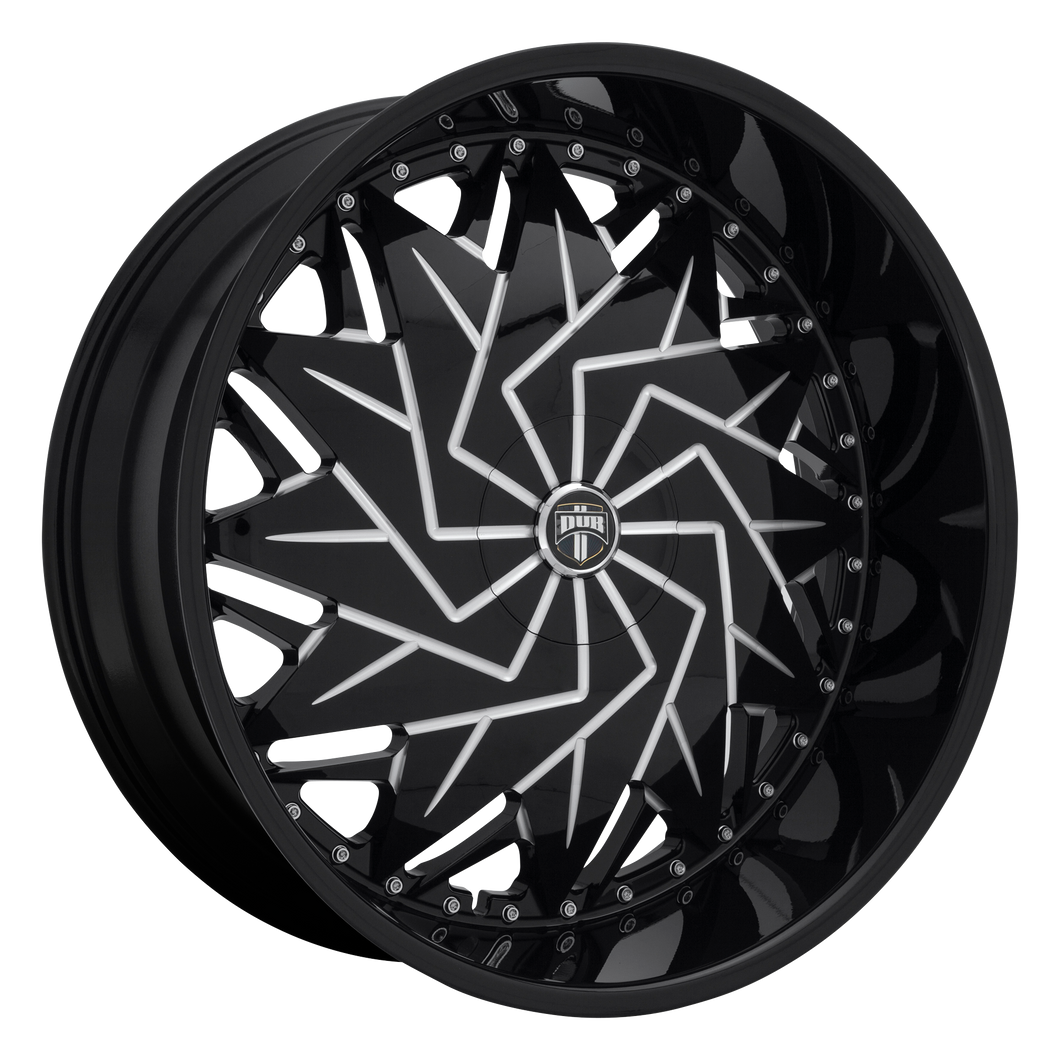 26x9 5x115/5x120 DUB Wheels S231 Dazr Gloss Black Milled 15 offset 72.56 hub