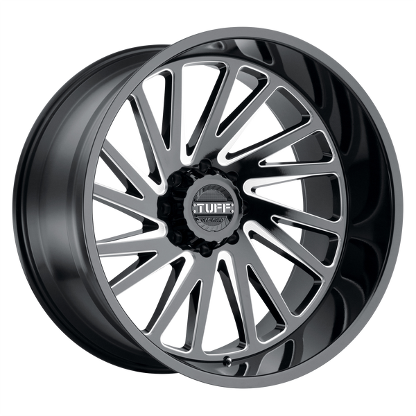 20x12 8x170 Tuff Wheels T2A Gloss Black With Milled Spokes -45 offset 125.1 hub