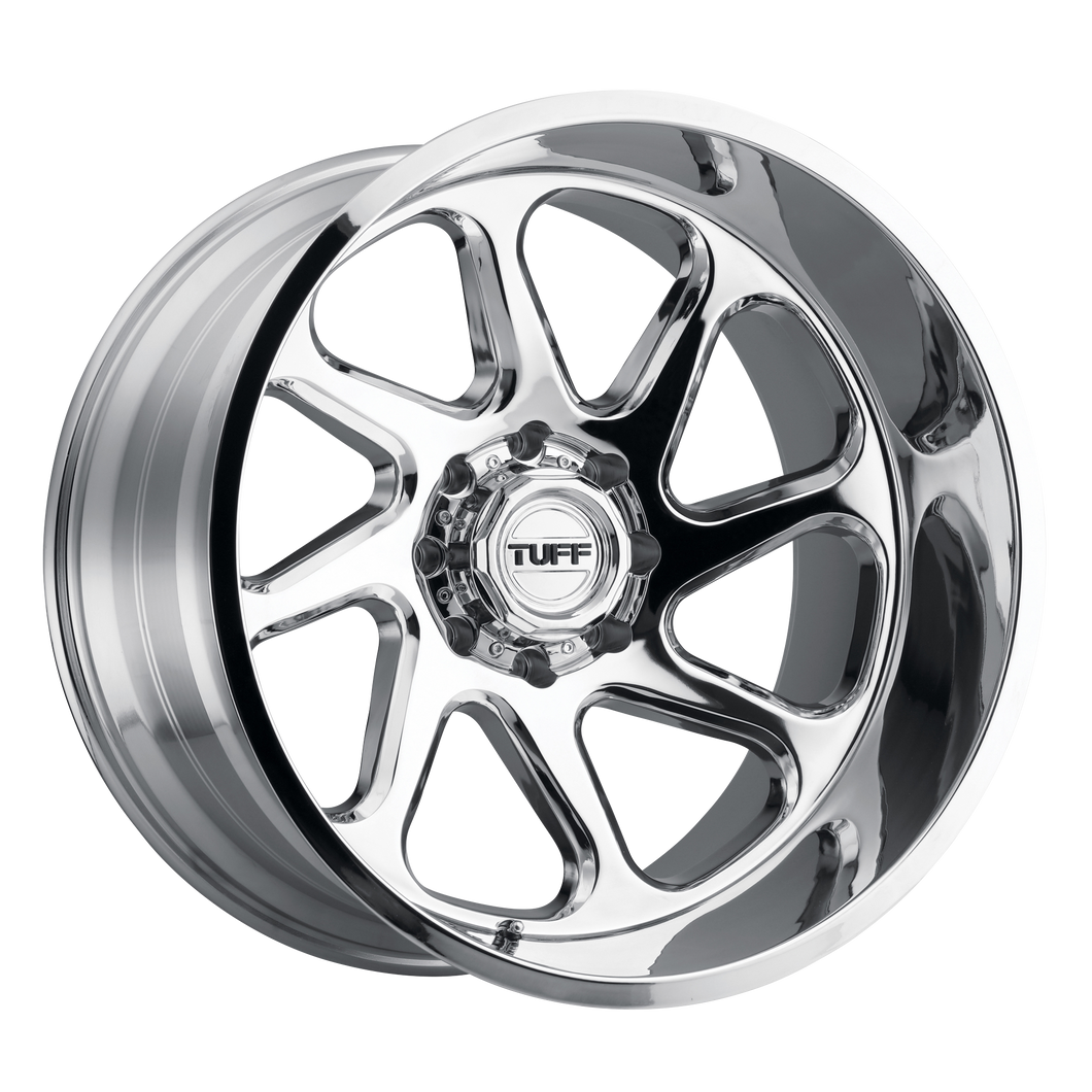 22x12 8x165.1 Tuff Wheels T2B Chrome - Directional -45 offset 125.1 hub