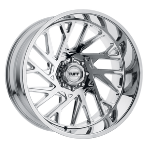 22x12 6x139.7 Tuff Wheels T4B Chrome -45 offset 112.1 hub