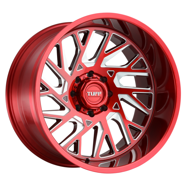 20x12 6x139.7 Tuff Wheels T4B Candy Red With Milled Spoke -45 offset 112.1 hub