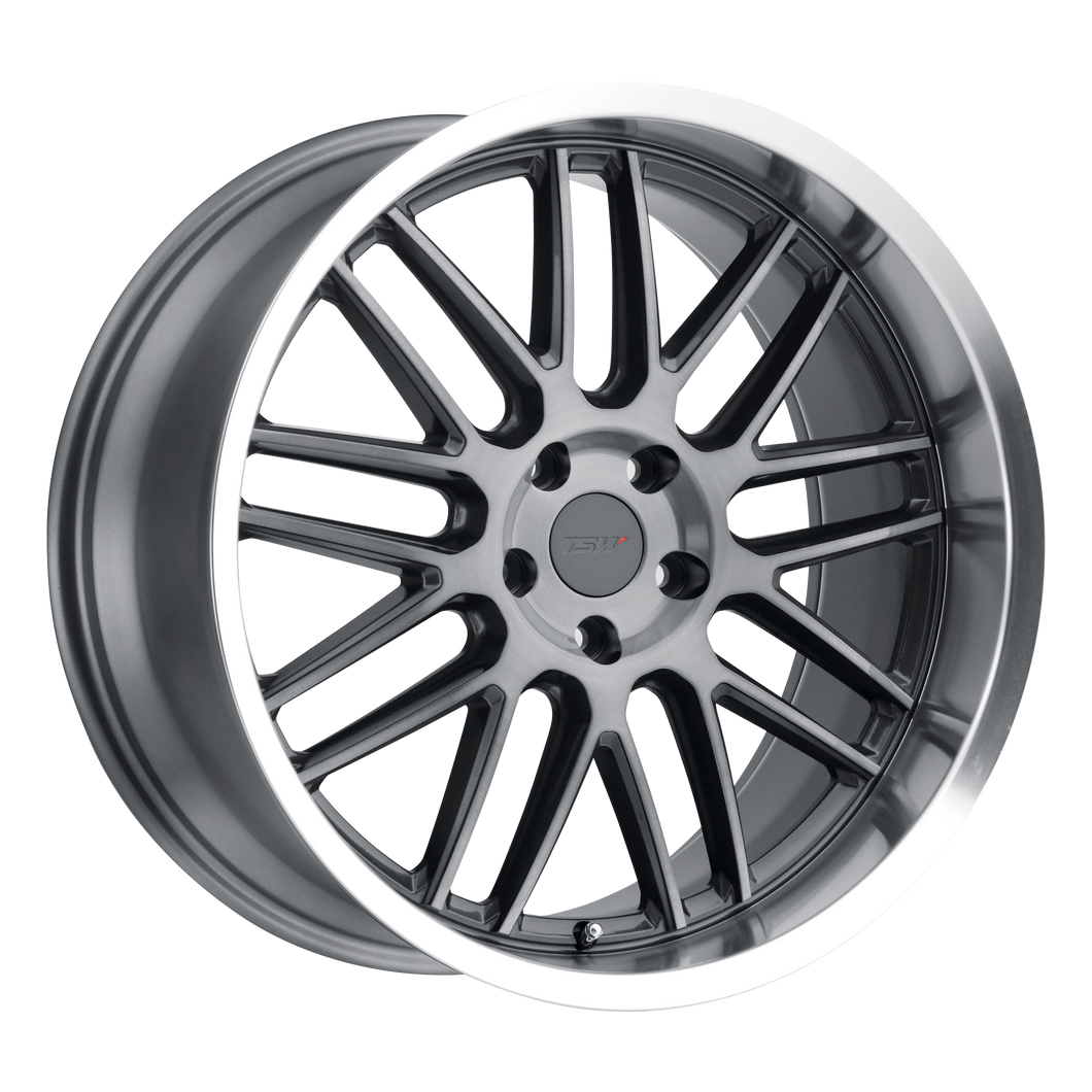 18x9.5 5x112 TSW Wheels Avalon Gunmetal With Brushed Gunmetal Face And Machined Lip 39 offset 66.56 hub