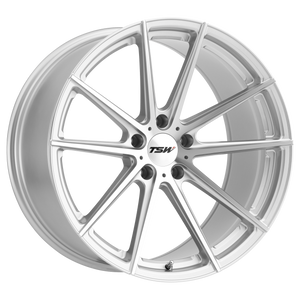 17x8 5x108 TSW Wheels Bathurst Silver With Mirror Cut Face 40 offset 72.1 hub