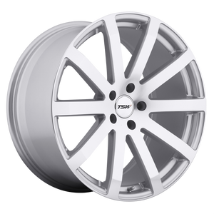 19x8 5x120 TSW Wheels Brooklands Silver With Mirror-Cut Face 20 offset 76.1 hub