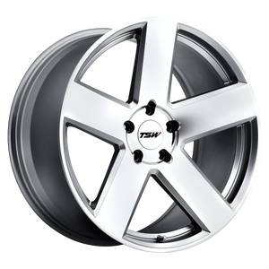 18x9.5 5x114.3 TSW Wheels Bristol Silver With Mirror-Cut Face 20 offset 76.1 hub