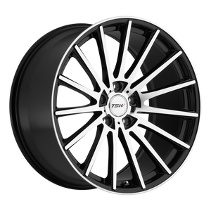 18x9.5 5x120 TSW Wheels Chicane Gloss Black With Mirror Face 35 offset 76.1 hub