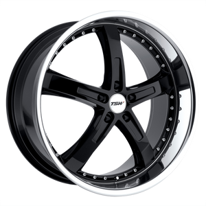 17x8 5x110 TSW Wheels Jarama Gloss Black With Mirror Cut Lip 40 offset 72.1 hub