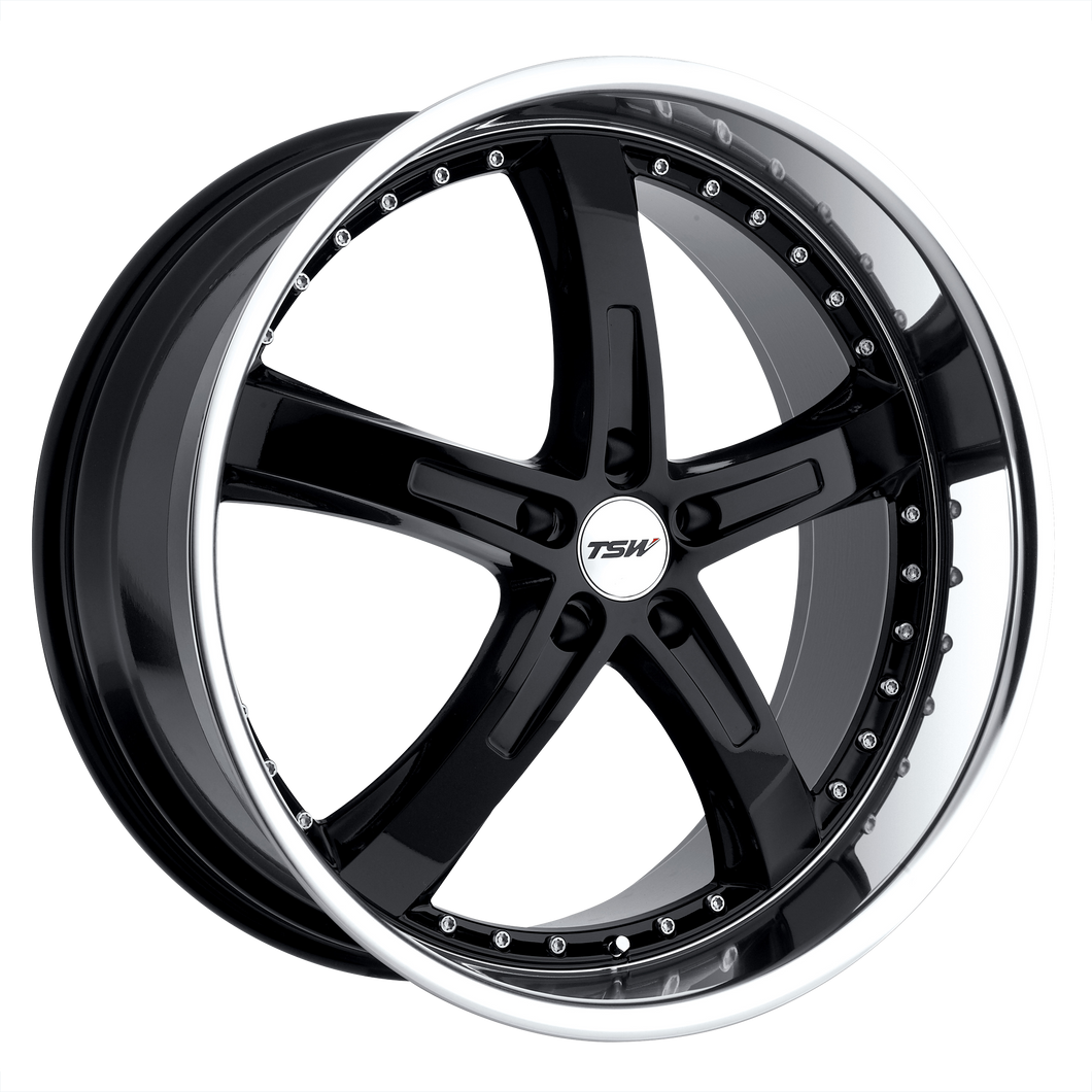 19x8 5x112 TSW Wheels Jarama Gloss Black With Mirror Cut Lip 45 offset 72.1 hub