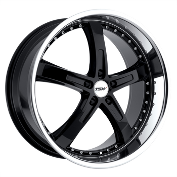 17x8 5x114.3 TSW Wheels Jarama Gloss Black With Mirror Cut Lip 40 offset 76.1 hub