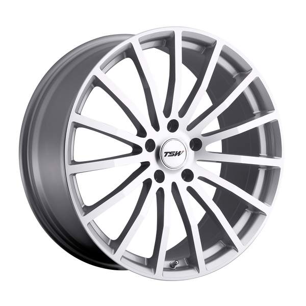 17x7 4x100 TSW Wheels Mallory Silver With Mirror Cut Face 40 offset 72.1 hub