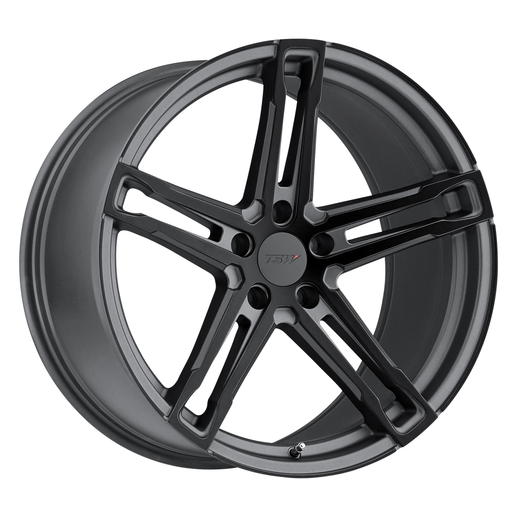 18x9.5 5x112 TSW Wheels Mechanica Matte Gunmetal With Matte Black Face 39 offset 72.1 hub