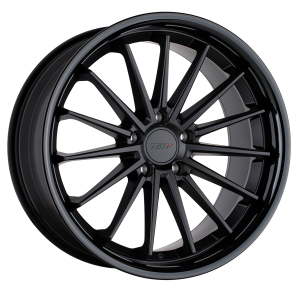 19x8.5 5x112 TSW Wheels Marina Matte Black With Gloss Black Lip 32 offset 66.56 hub